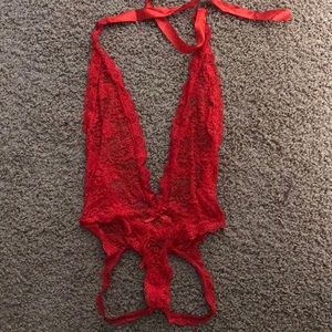 Red teddy thong onesie